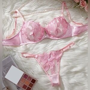 2 For $40! NEW! Pretty In Pink Elegant Lace Lingerie Set Size XL